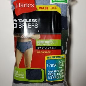6 Hanes tagless mens briefs